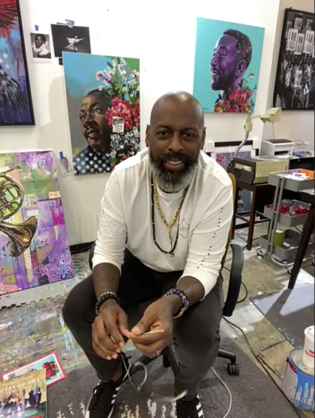 Image of artist and illustrator Charly Palmer in Studio
